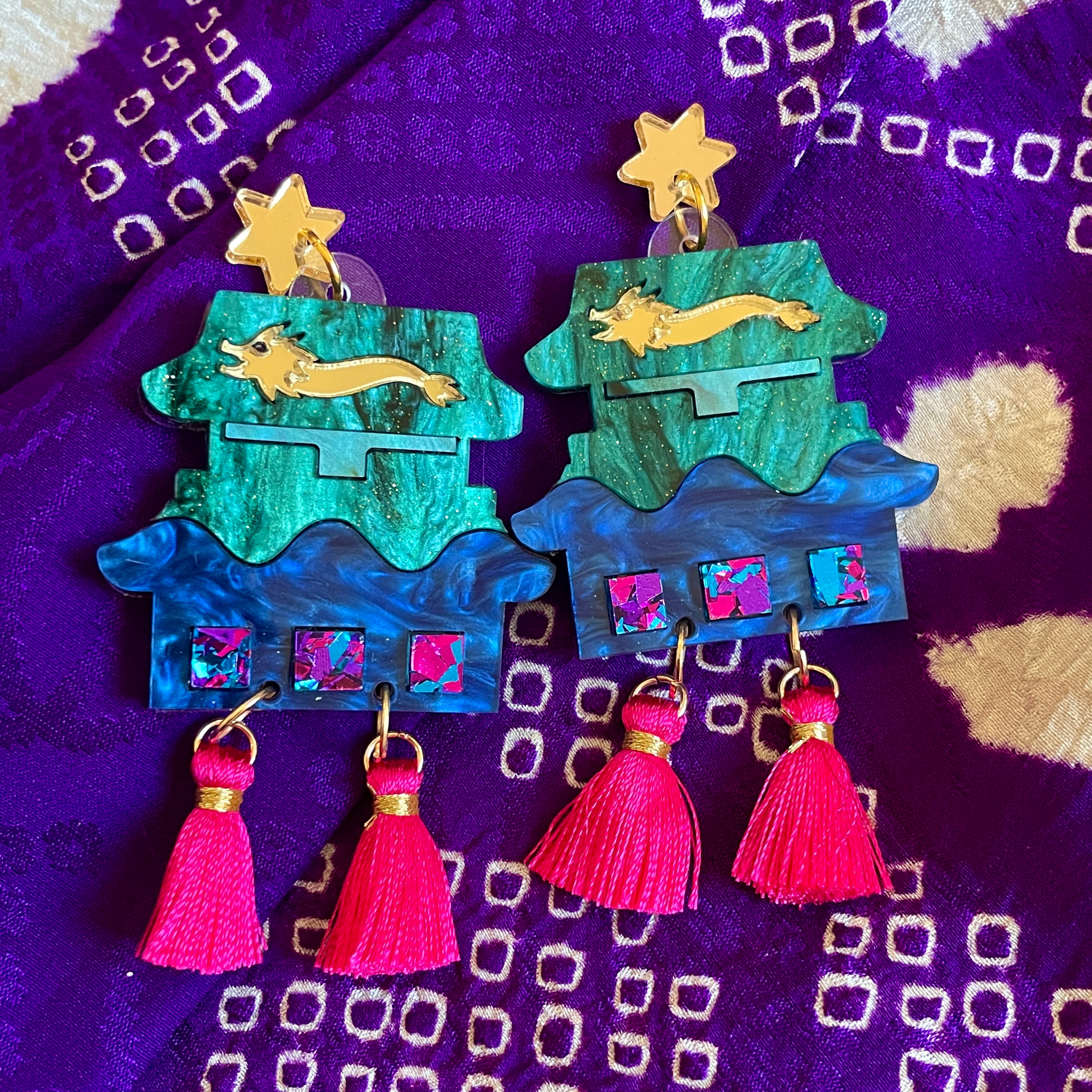 Familial Home Statement Earrings or Brooch